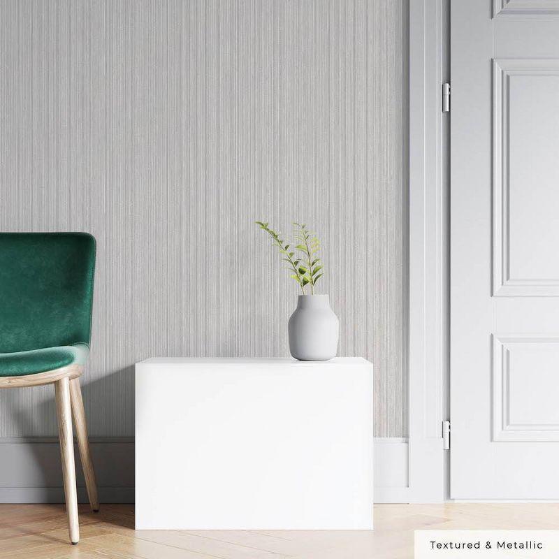 Tempaper & Co.® Faux Grasscloth Removable Peel and Stick Wallpaper, Textured Sterling Silver, 28 sq. ft.: Vinyl, Self-Adhesive