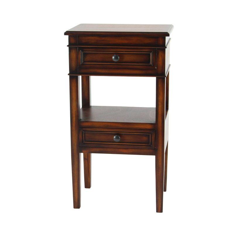 Traditional Mahogany 2-Drawer Side Table with Shelf Storage