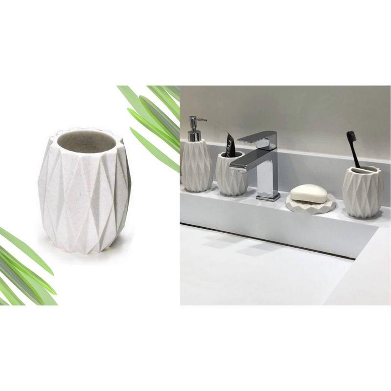 White Diamond Pattern Polyresin 4-Piece Bath Accessory Set