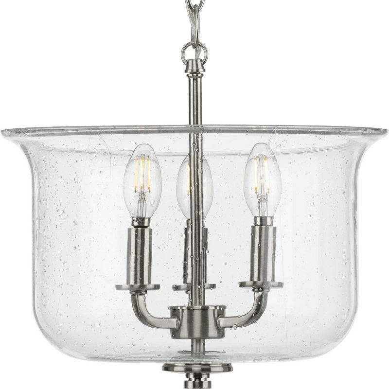 Winslett Brushed Nickel 13.75" Semi-Flush Mount with Seeded Glass Shade