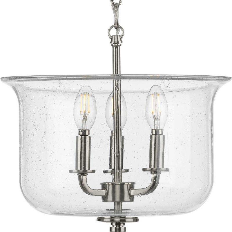 Progress Lighting Winslett 3-Light Semi-Flush Mount, Brushed Nickel, Seeded Glass Shade