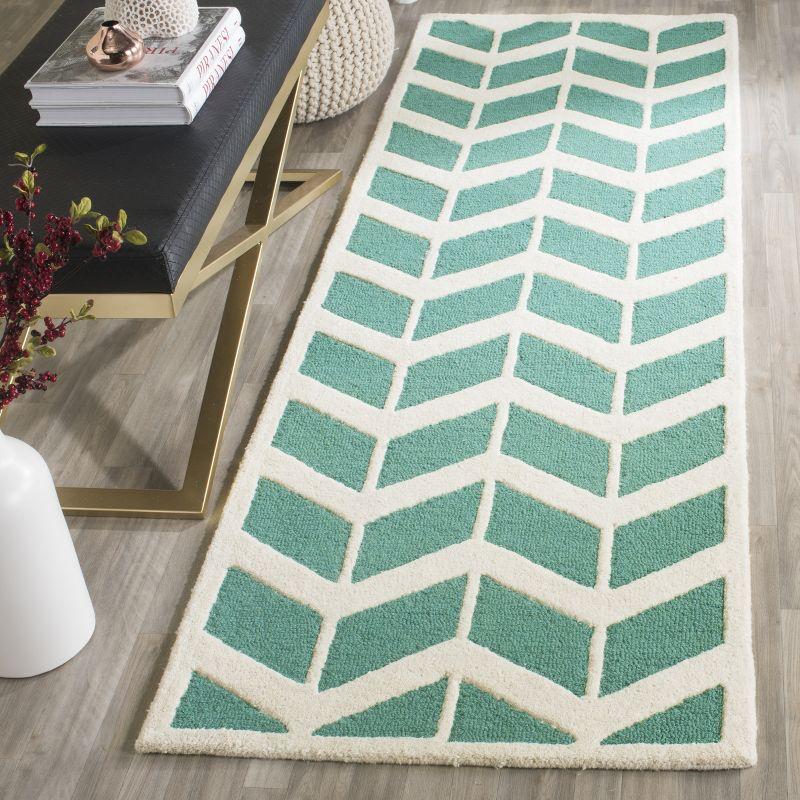 Cambridge CAM718 Tufted Indoor Runner Rug - Teal/Ivory - 2'6"x8' - Safavieh