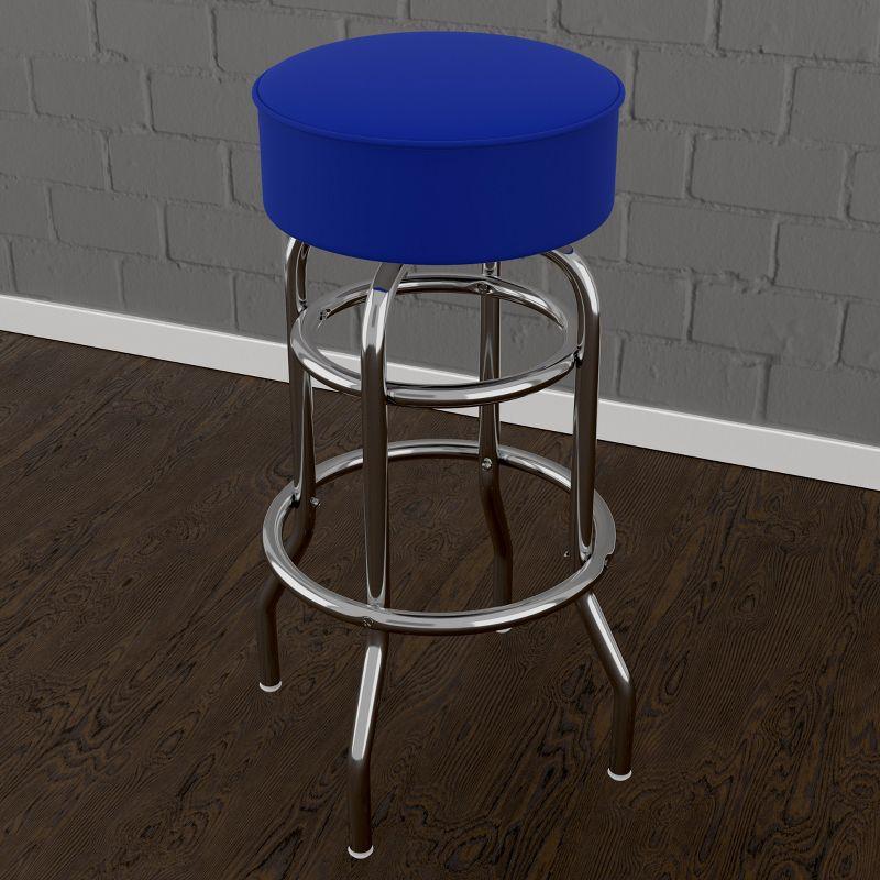 Contemporary Swivel Backless 31" Metal Bar Stool in Blue