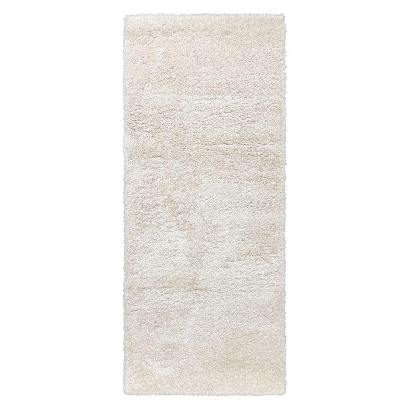 Ivory Tufted Shag Synthetic Easy Care Area Rug 31" x 72"