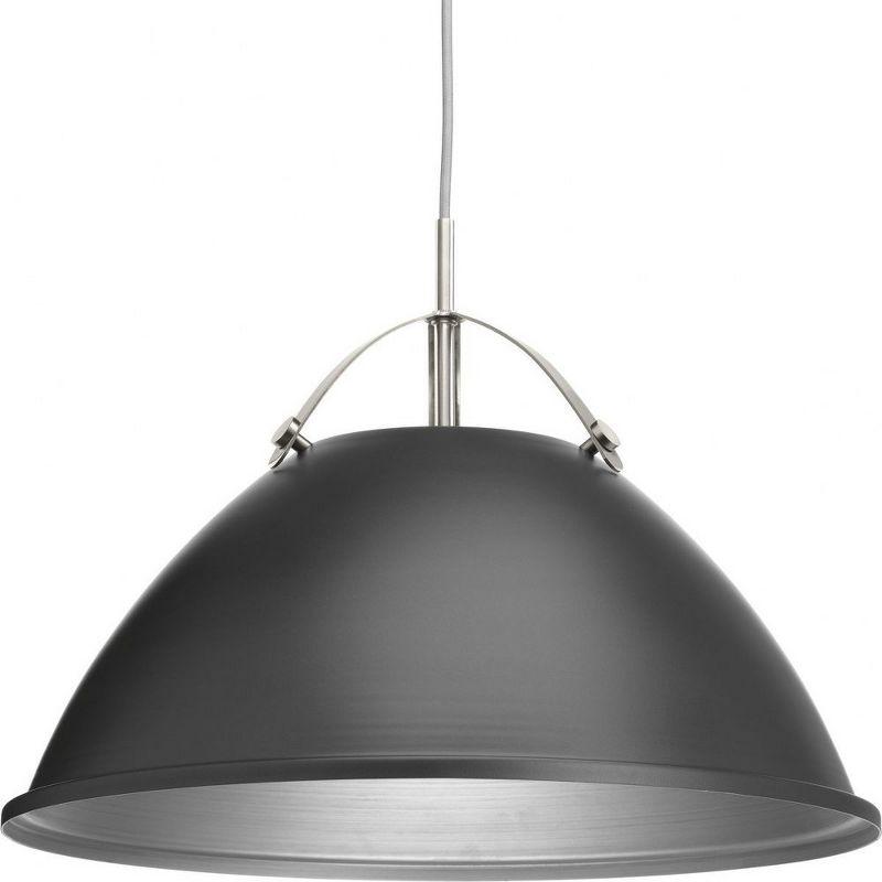 Progress Lighting, Tre Collection, 1-Light Pendant, Graphite, White Dome, Vintage Silver Shade