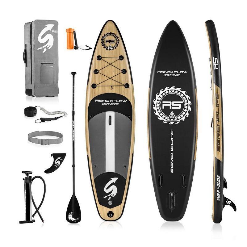 SereneLife Serenelife Inflatable Stand Up Paddle Board (6 Inches Thick) With Premium SUP Accessories & Carry Bag | Wide Stance, Bottom Fin For Paddling, Surf Control, Non-Slip Deck | Youth & Adult Standing Boat SLSUPB754