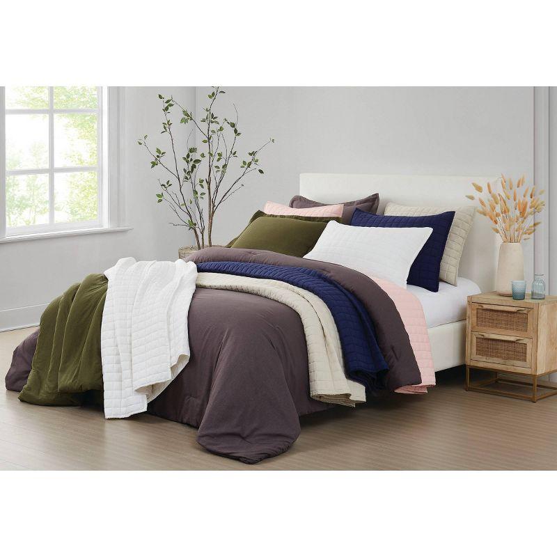 Brooklyn Loom 3pc Full/Queen Flax Linen Quilt Set Navy Blue