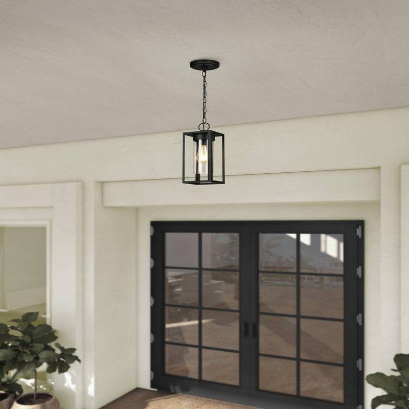 4" Walker Hill Outdoor Clear Glass Pendant Matte Black - EGLO: Foyer Lighting, Adjustable Height, E26 Socket