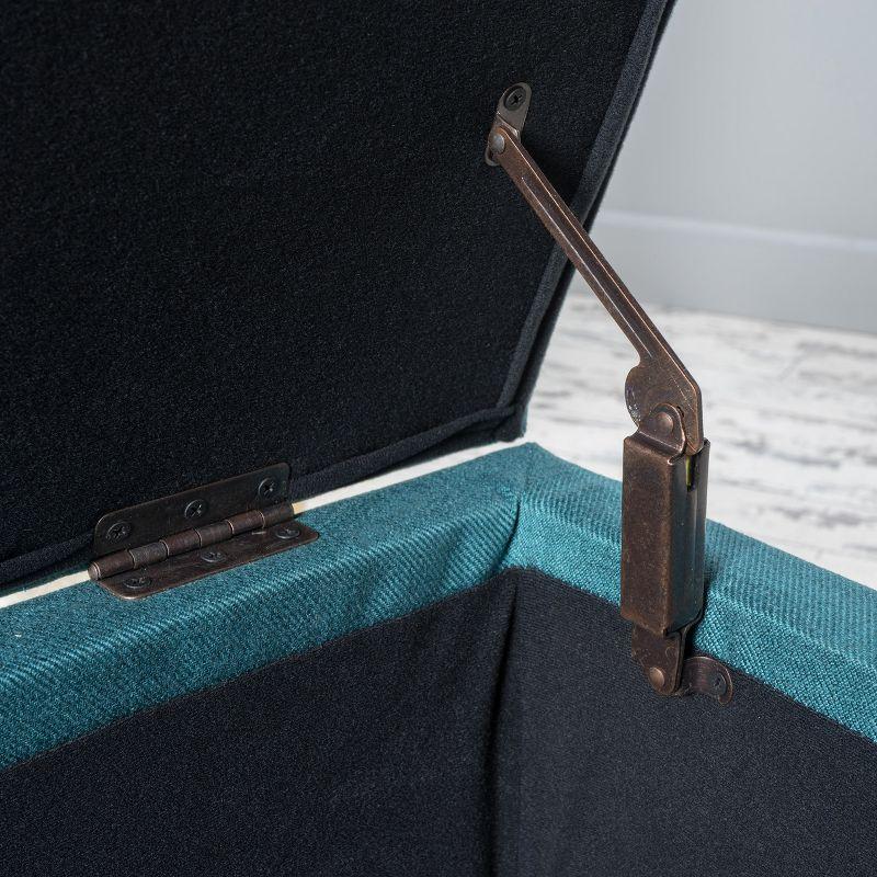 Cleo Storage Ottoman - Dark Teal - Christopher Knight Home: Upholstered Rectangle with Lid