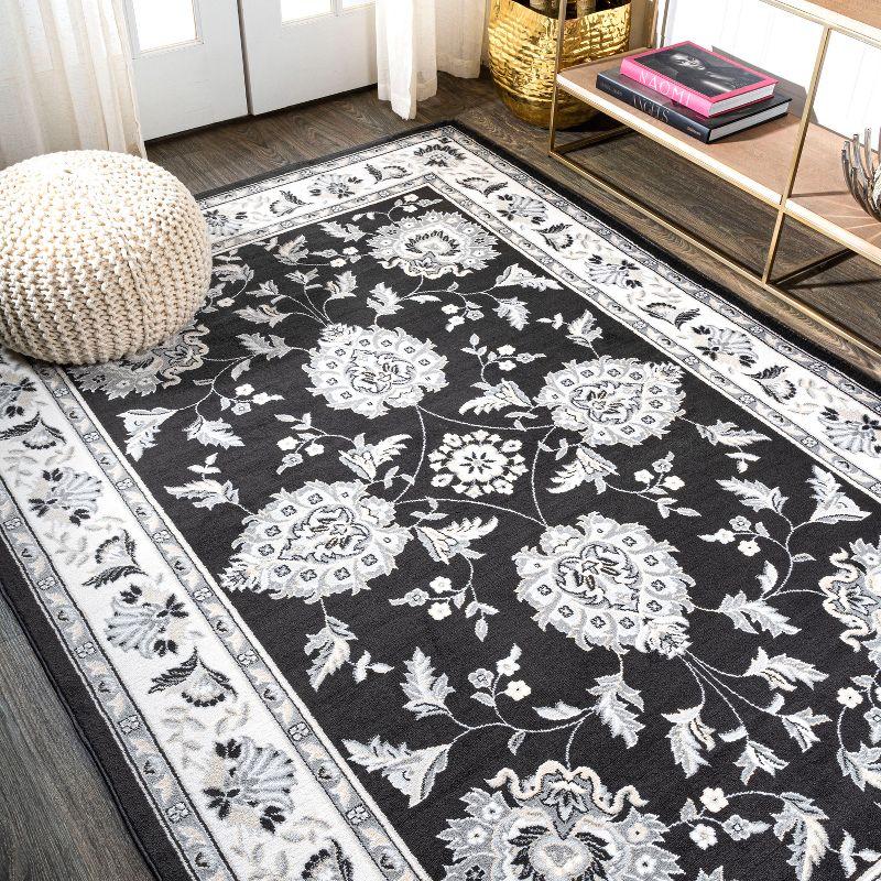 5'x 8' Cherie French Cottage Area Rug, Black/Cream - JONATHAN Y