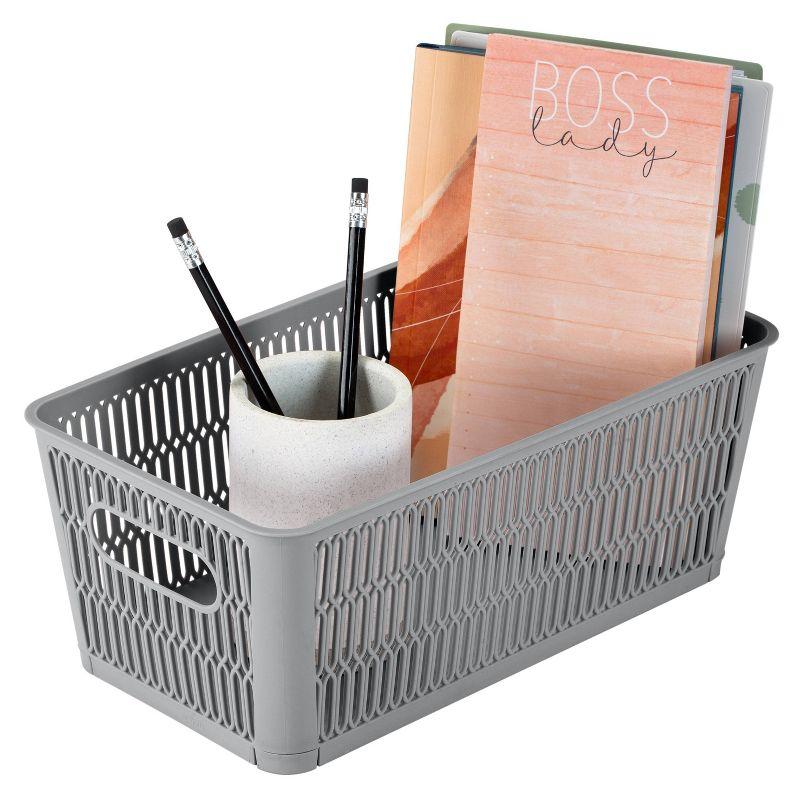 Simplify 2pk Slide and Stack Shelf Storage Tote Small Gray