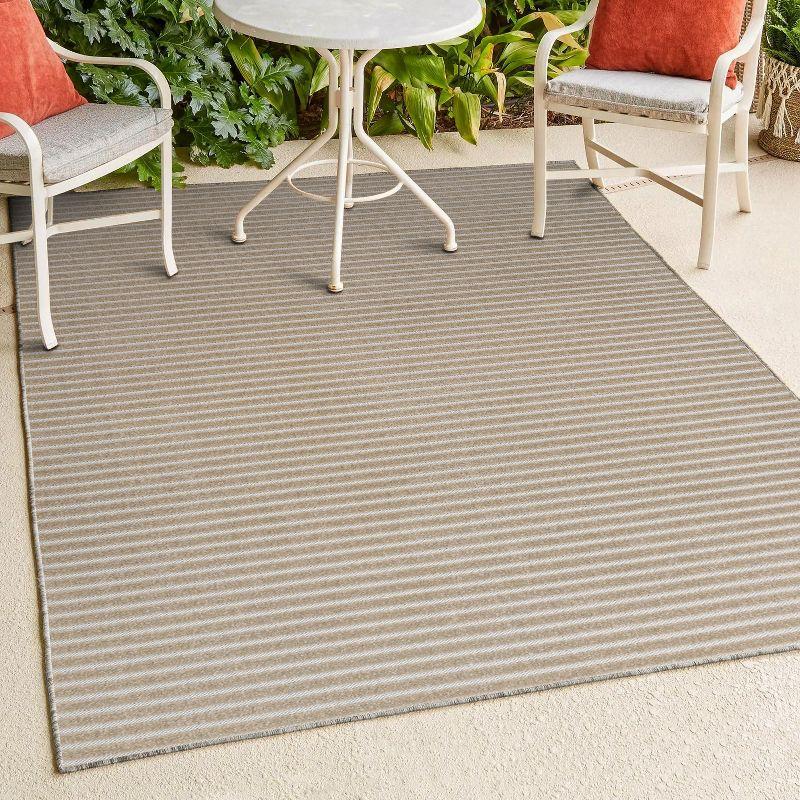 JONATHAN Y Aarhus High-Low Minimalist Scandi Striped Indoor/Outdoor Area Rug