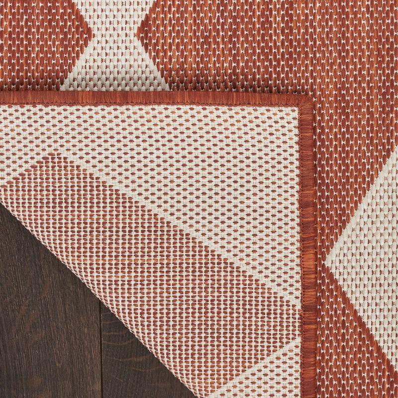 Nourison Positano Retro Diamond Flatweave Indoor Outdoor Low Pile Area Rug Terracotta 7' x 10'