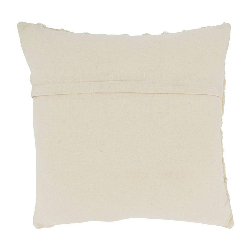 Beige Cotton Tassel and Tufted 20" Square Throw Pillow