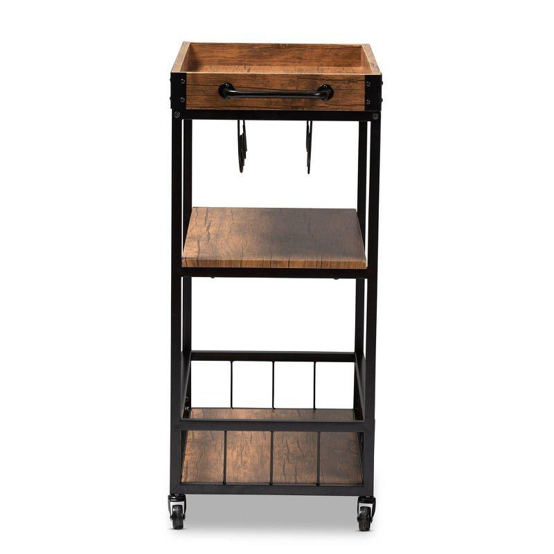 Cerne Vintage Industrial Chic Bar Cart with Built-in Wine & Glassware Storage