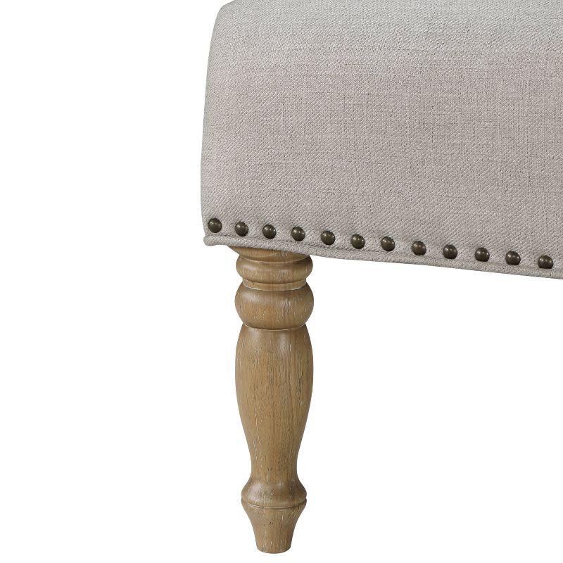 Comfort Pointe Anna Arm Chair Beige: Upholstered with Nailhead Trim, Wood Legs, Foam Fill