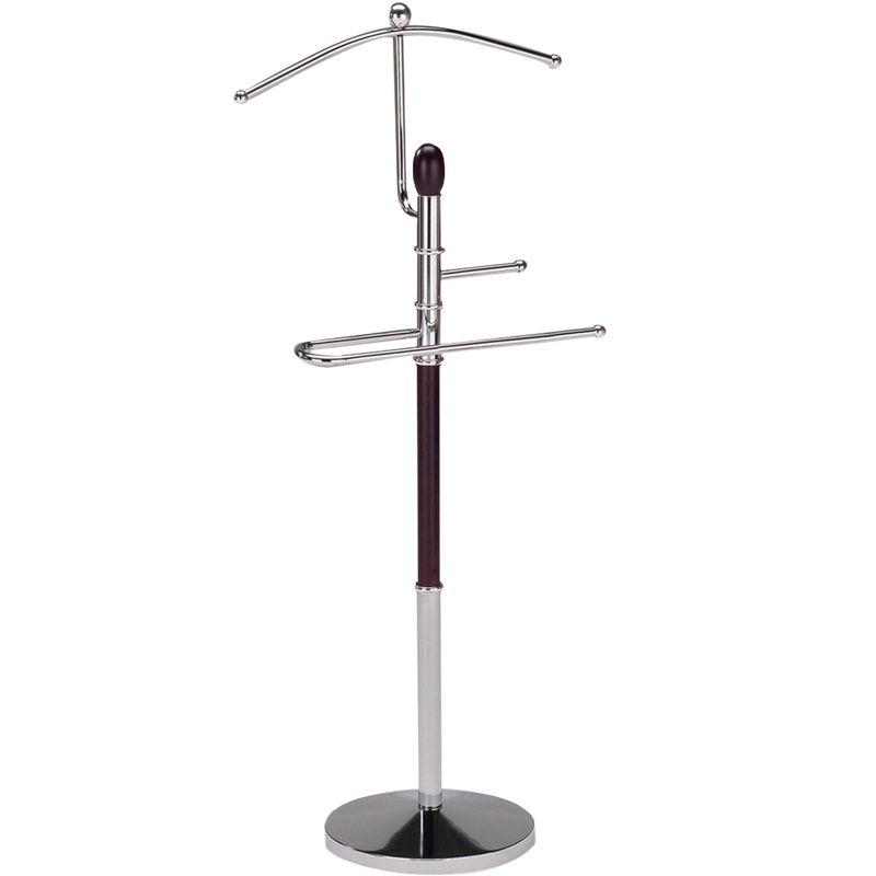 Kings Brand Furniture - Walnut Finish Wood & Metal Suit Valet Rack Stand Organizer