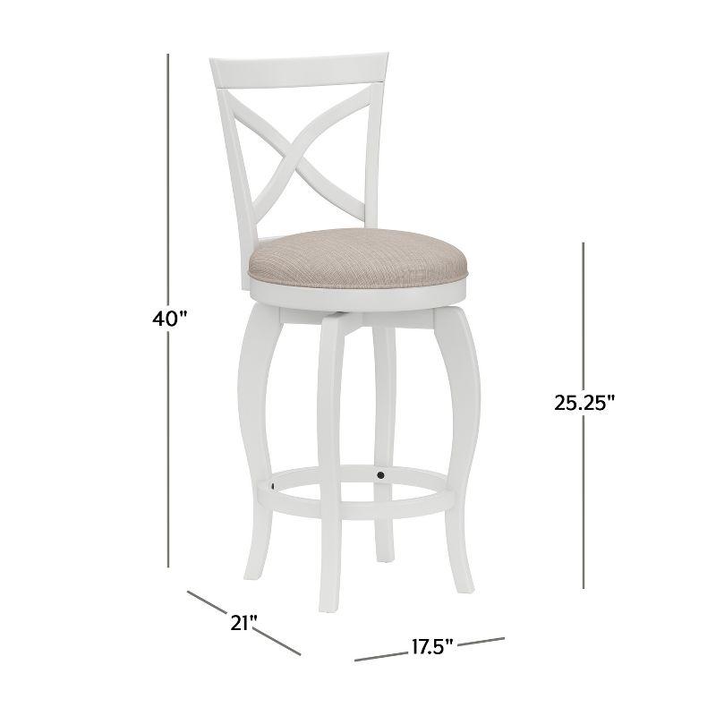 Hillsdale Furniture 25" Ellendale Wood Counter Height Barstool White: Nautical Style, Matte Finish, Polyester Upholstery