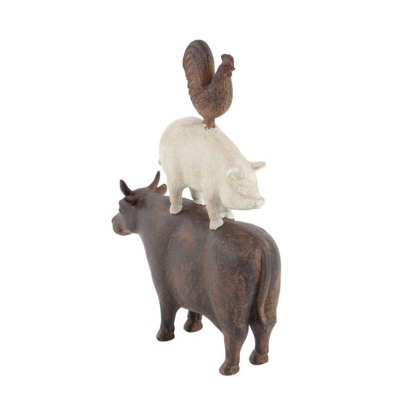 Olivia & May Amazing Animals Stack Sculpture 11"x14": Resin Farm Animal Figurines, Indoor Decorative Object