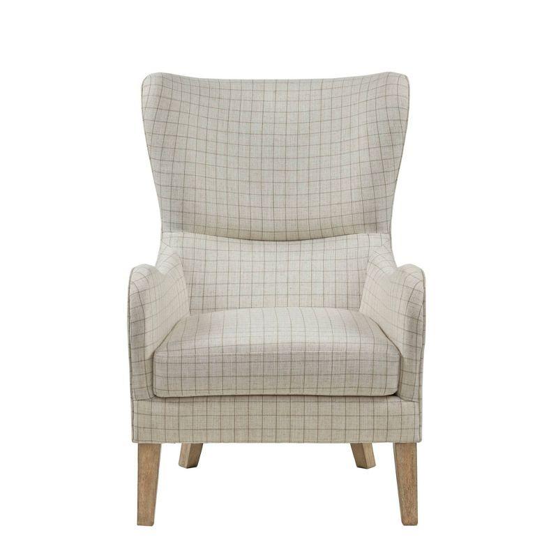 Madison Park Aria Swoop Upholstered Wing Chair Linen: Polyester, Removable Cushions, Wood Legs