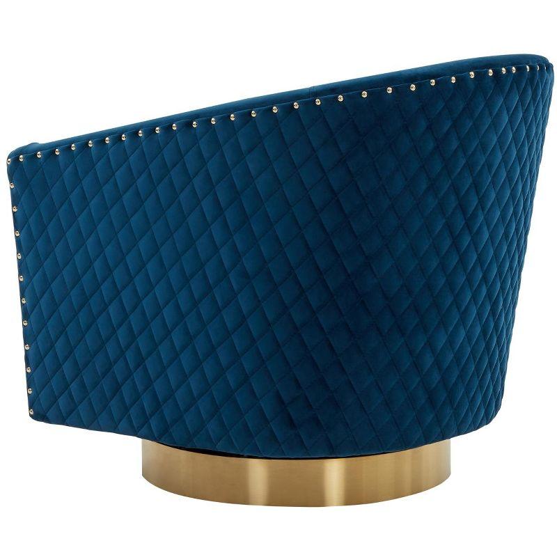 Clara Quilted Swivel Tub Chair - SFV4702 - Navy/Gold - Safavieh Couture