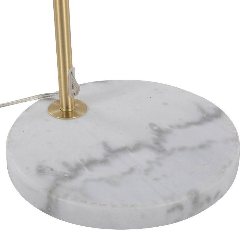 LumiSource Fran Contemporary Floor Lamp in Gold Metal White Marble and White Linen Shade: Chic Arc Design, UL Listed, 60W