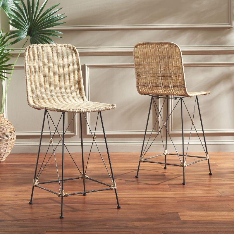 Dakota Fields Finlaggan Weaved Counter Stool (Set of 2)