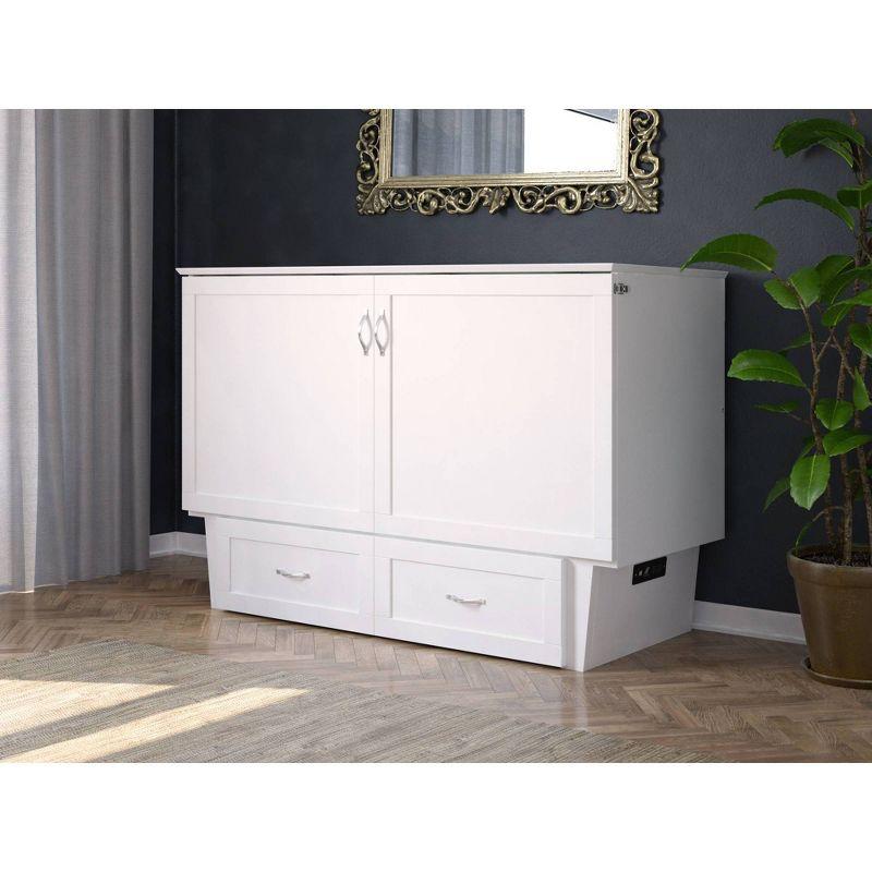 Queen Monroe Murphy Bed Chest with Memory Foam Mattress & USB Charger - AFI