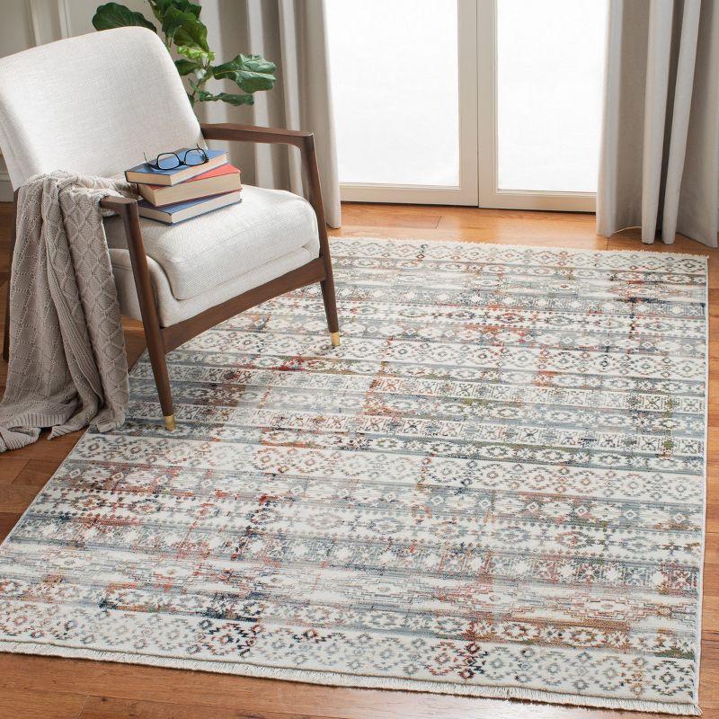 Elegant Ivory Oriental 4' x 6' Synthetic Area Rug