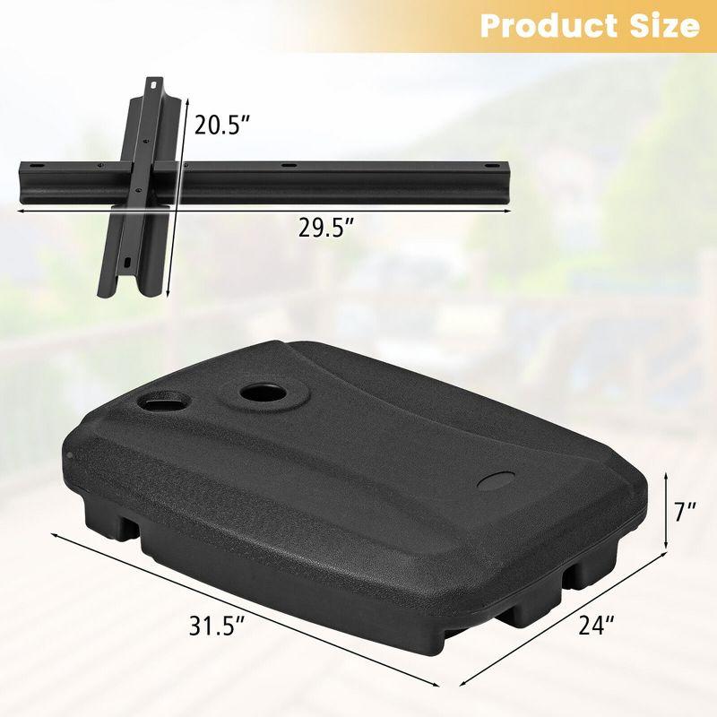 Tangkula Patio Cantilever Offset Umbrella Base Stand Heavy Duty Cross Base Wheels Outdoor