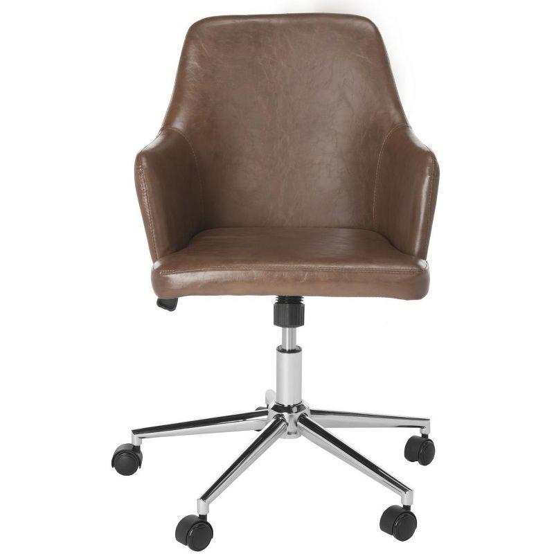 Cadence Brown Leather Swivel Office Chair with Chrome Base