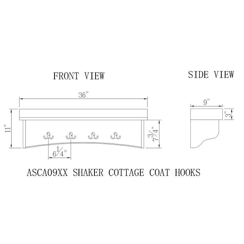 Shaker Cottage Coat Hooks with Tray - Alaterre Furniture