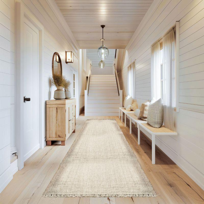 Nuloom 2x6 Daniela Jute Tassel Hand Woven Indoor Area Rug, Off White, Solid Chunky Farmhouse Design, Natural Fiber BedroomLiving Room