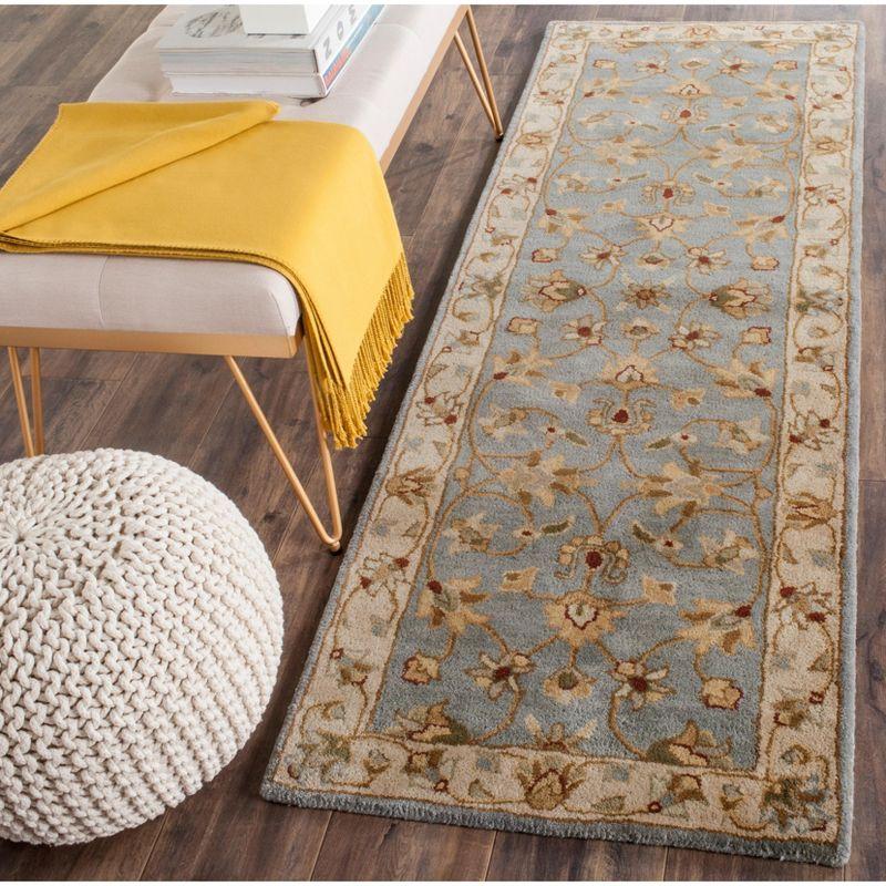 Regal Elegance Hand-Tufted Wool Runner Rug in Blue and Beige