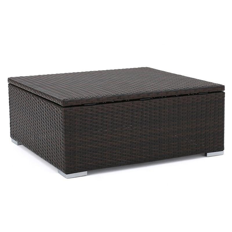 GDFStudio Avianna Outdoor Wicker Storage Coffee Table, Multibrown