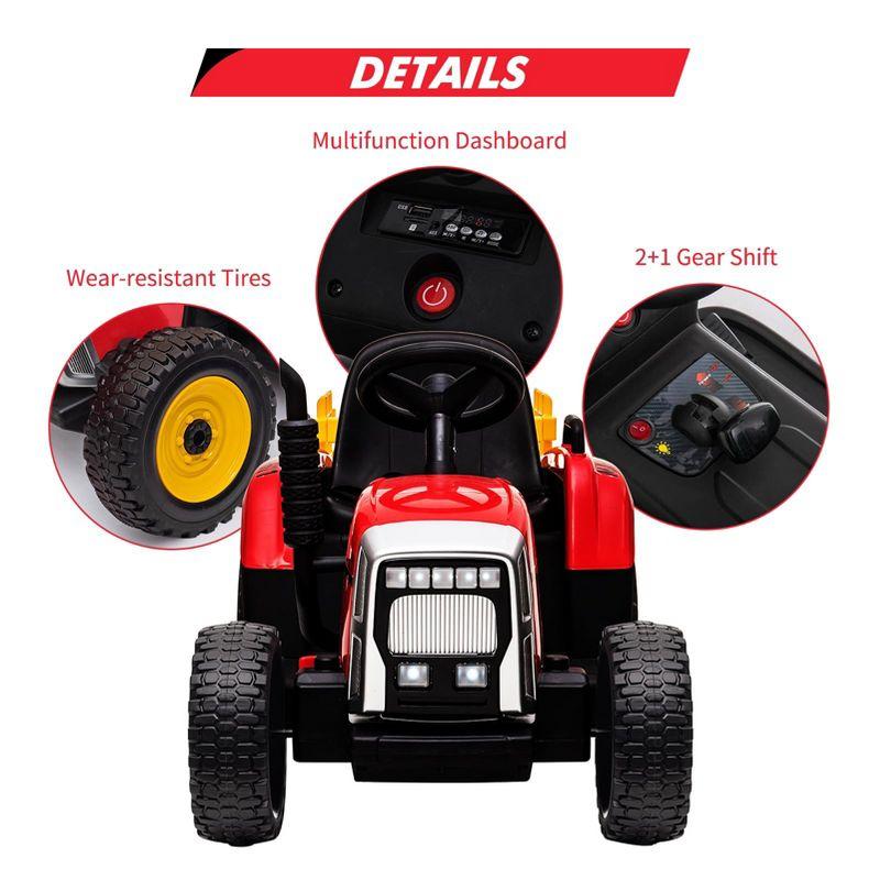 12V Kids Ride On Tractor with Trailer & Remote Control,Red, 35W