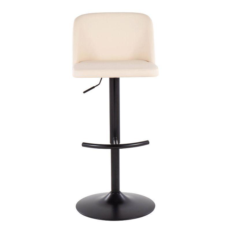 Set of 2 Toriano PU Leather/Steel Barstools Black/Cream - LumiSource: Adjustable, Swivel, Footrest
