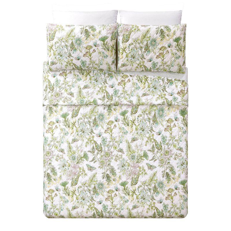 Modern Heirloom Full/Queen Quilt Botanical Floral Green