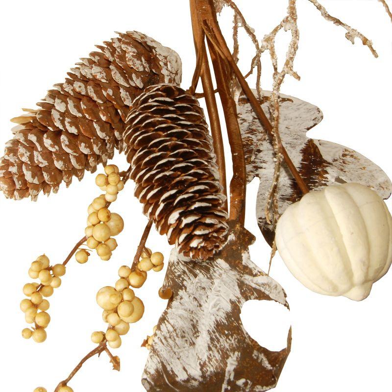 National Tree Company Artificial Autumn Garland, White, Made with Pumpkins, Gourds, Maple Leaves, Pinecones, Berry Clusters, Autumn Collection, 6 ft