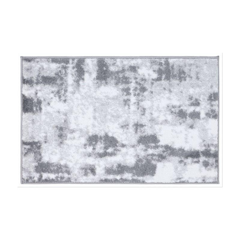 Contemporary Abstract Distressed Gray Synthetic Area Rug 2' x 3'