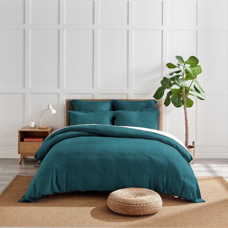 Teal Blue King Size Pre-Washed Linen Sham