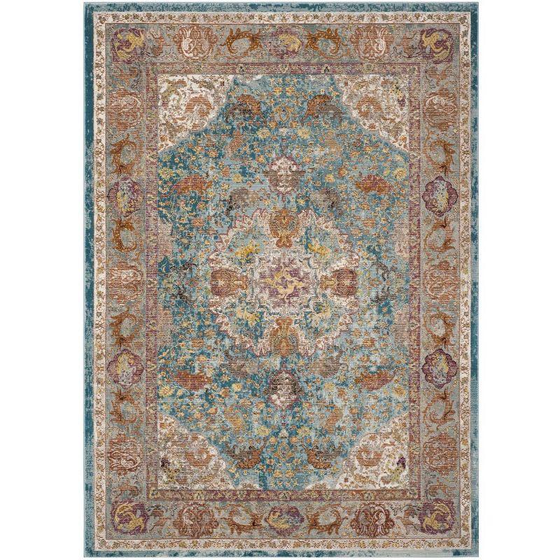 Aria Blue and Orange Hand-Knotted Wool Area Rug