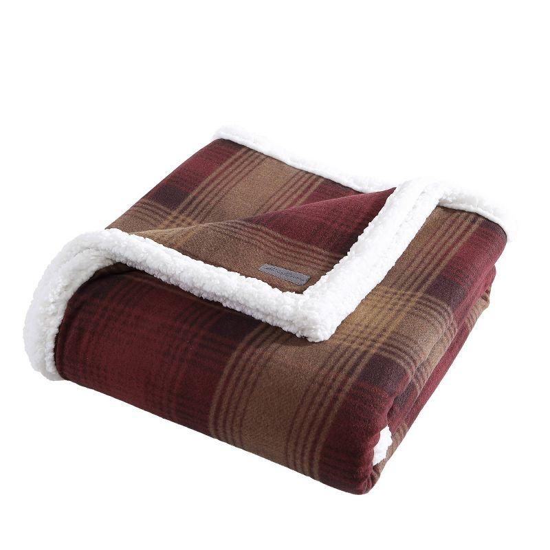 50"x70" Oversized Nordic Plaid Throw Blanket Raisin - Eddie Bauer: Cozy Fleece, Machine Washable