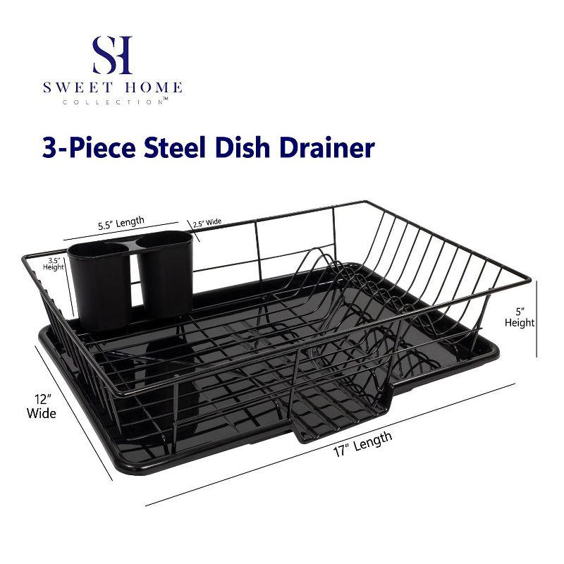 Sweet Home Collection 3-Piece Countertop Dish Rack