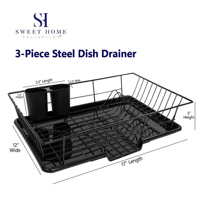 Steel 3-Piece Countertop Dish Drainer by Sweet Home Collection®