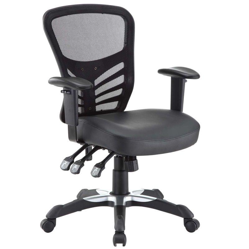 Black Mesh and Vinyl Ergonomic Swivel Office Chair