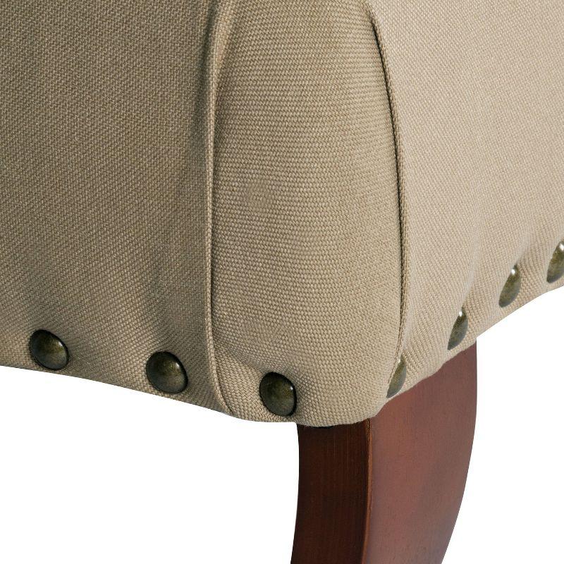 Carolina Tufted Bench with Nailhead Trim Cream - HomePop: Upholstered Ottoman for Bedroom, Indoor Furniture