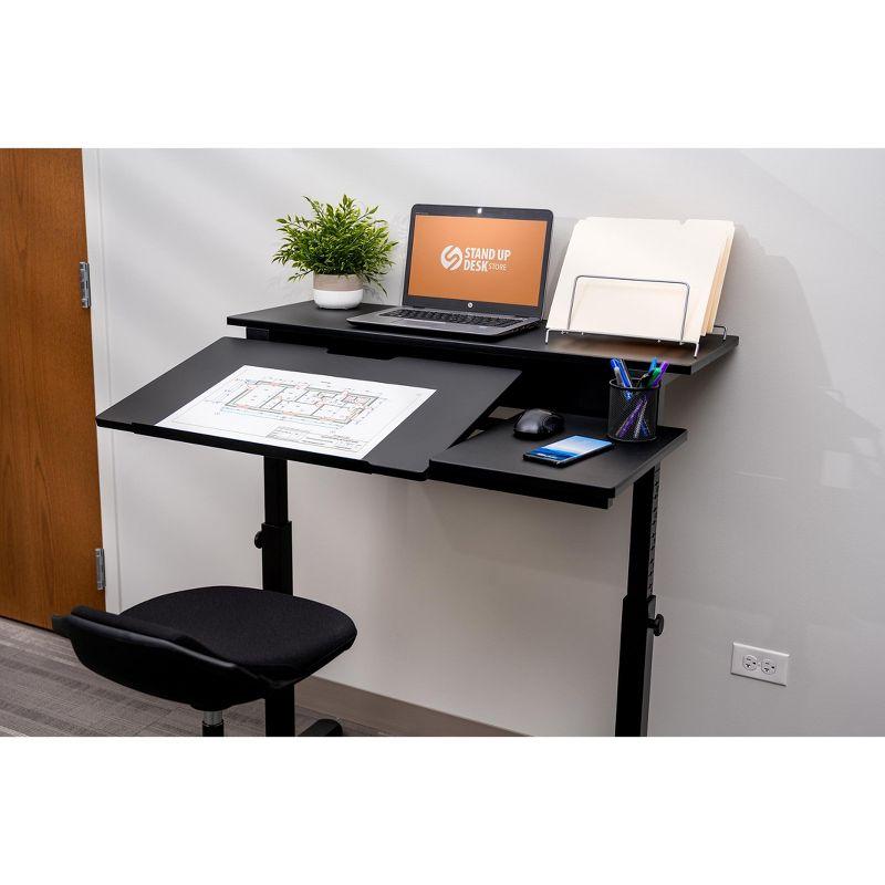 Black Adjustable Height Standing Desk with Keyboard Tray