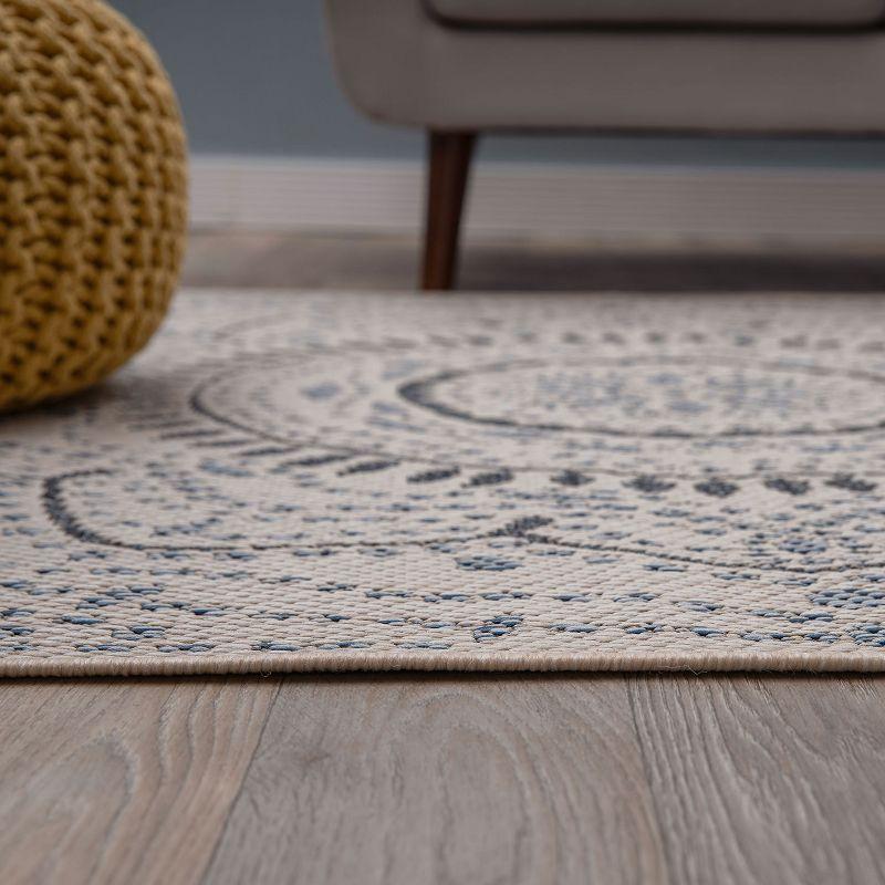 World Rug Gallery Portia Oriental Medallion Indoor/Outdoor Area Rug - Cream 5' x 7'