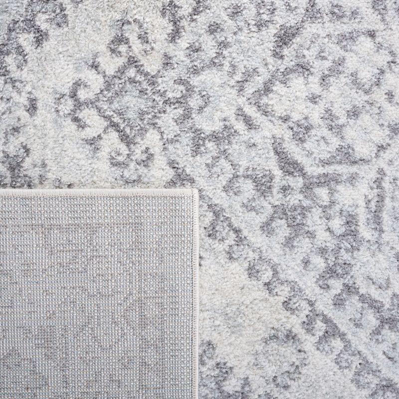 Ivory and Gray Square Synthetic Area Rug